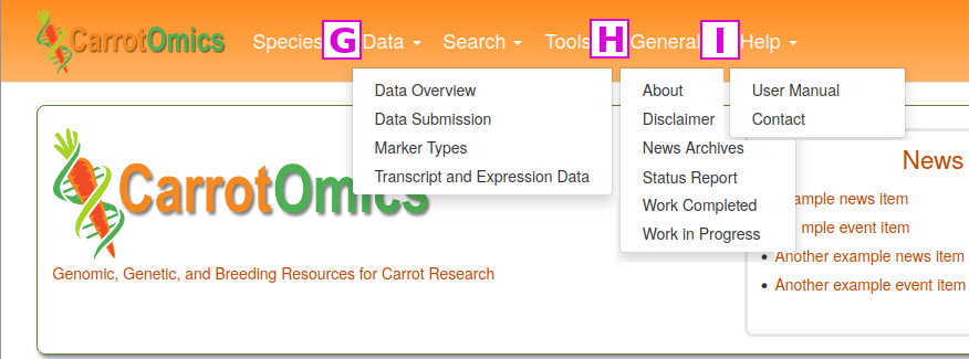 Data, General, and Help menu items