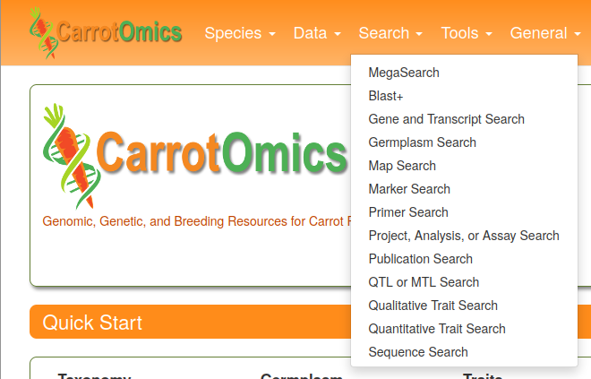 CarrotOmics Search Menu